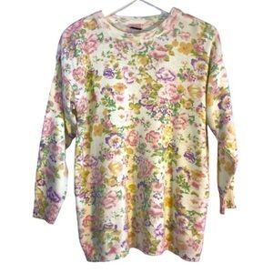 Traditional Touches Floral Sweet Pastel Grandma Sweater Size Medium